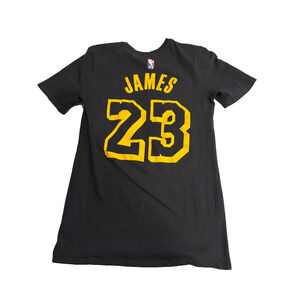 Nike Los Angeles Lakers LeBron James #23 T Shirt Mens S Black Dri Fit NBA Basket